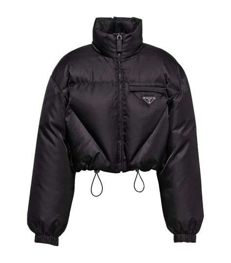 prada puffer jacket women'|black Prada puffer jacket cropped.